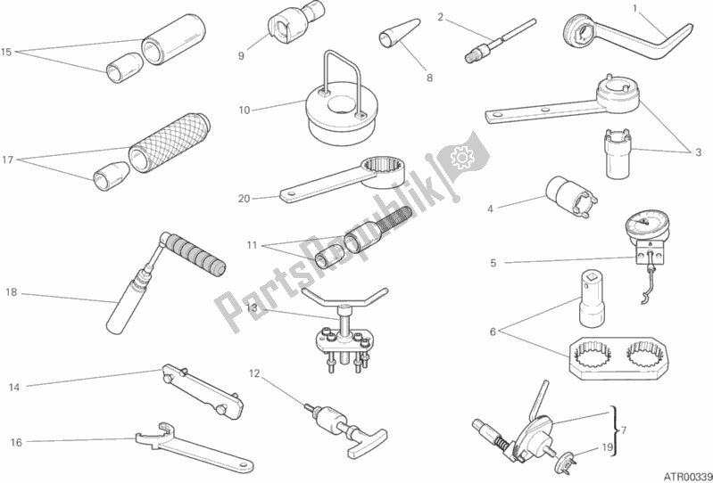 Todas las partes para 01a - Herramientas De Servicio De Taller, Motor de Ducati Monster 1200 R USA 2017